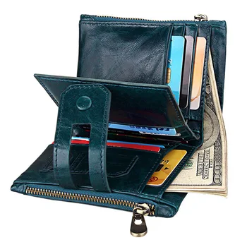 

Baellerry Genuine Leather Wallet for Men Crazy Horse Leather Men Wallet Short Anti RFID Male Purse with Coin Pocket Card Holder