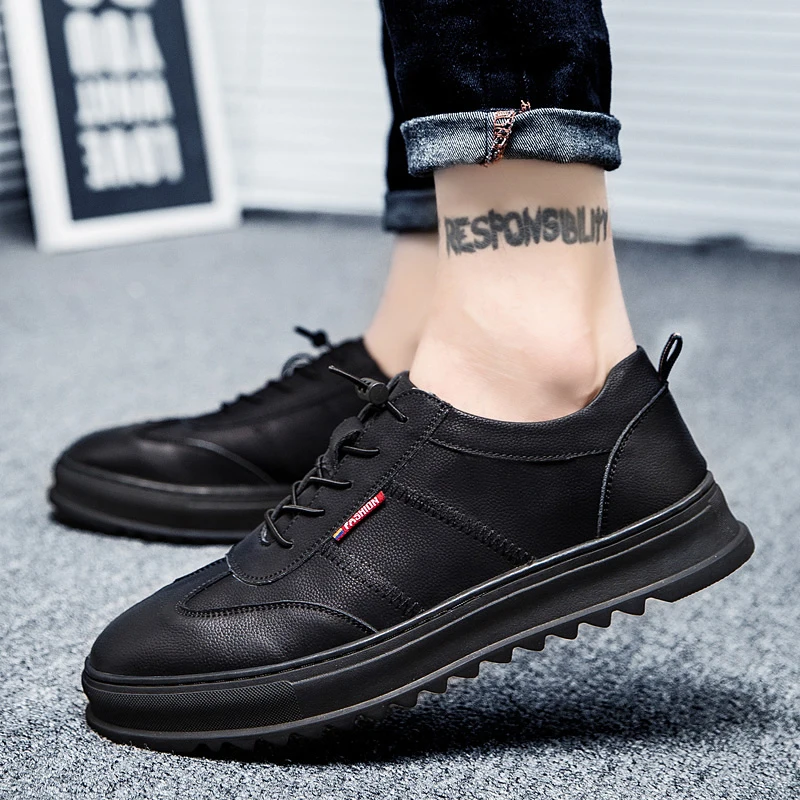 

2018 New Leather Casual Shoes Mens Casual Style Breathable Driving Shoes Lace-Up Design Fashion Flats 5