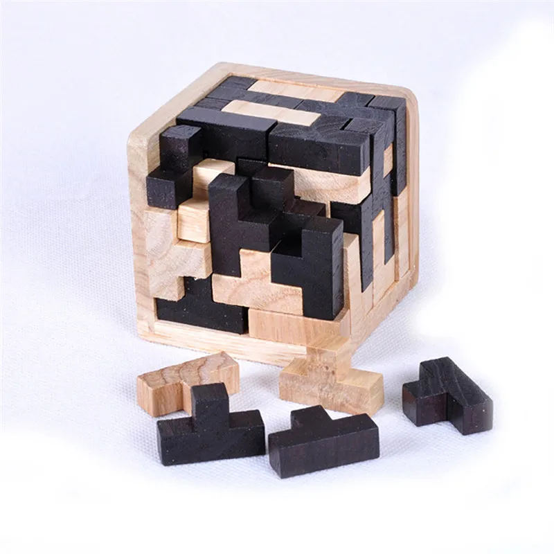 Kids 3D DIY Wooden Puzzle Toys Children Luban Interlocking Intelligence IQ Brain Teaser Cube Toy Baby Wood Jigsaw Matching Toys