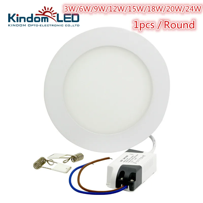 KINDOMLED Round LED Panel Light AC85-265V IP44 2835SMD 3/6/9/12/15/18/20W ceiling Ultra lamp downlight indoor lighting | Лампы и