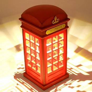 

GERUITE Adjustable Retro London Telephone Booth Touch Night Light Toilet Light USB LED Battery Dual-Use Bedside Table Lamp