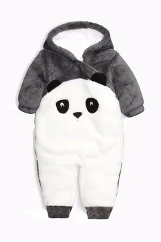 

Infant Onesies Panda Embroidery Jumpsuit Toddler Boy girls Winter Outwear Warm Thicken coral fleece Hooded Baby Clothes