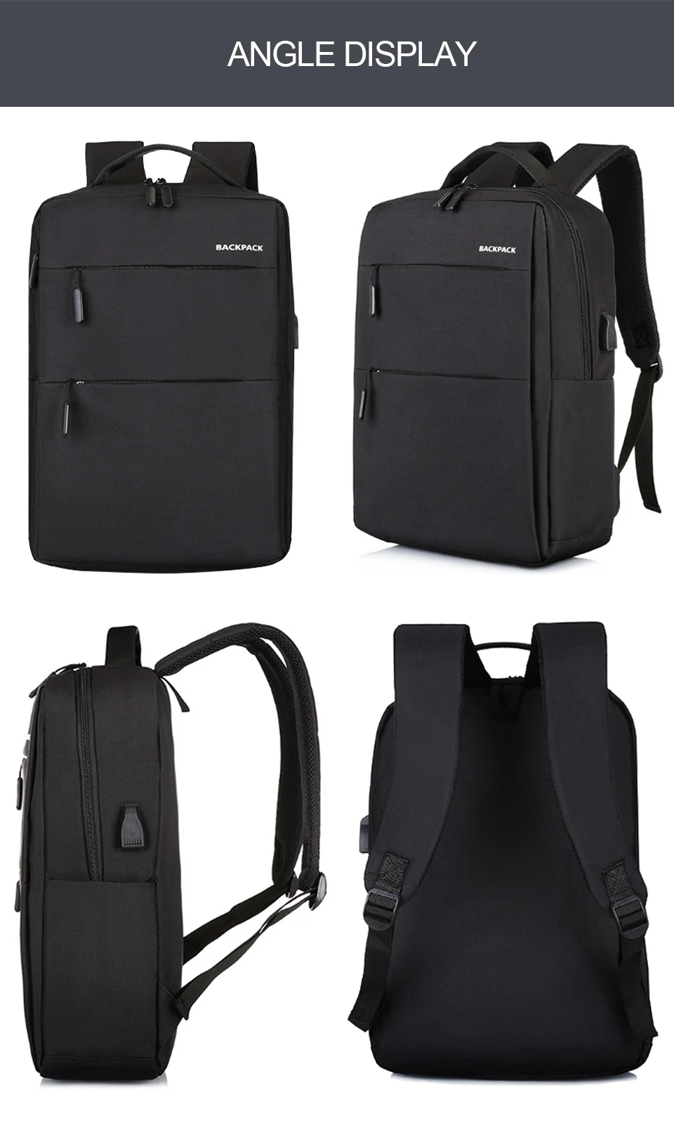 9 USB Charging Men Backpack Backpacks Laptop 15.6'' Women Backpacking Waterproof Business Travel Bagpack Notebook School Bag Pack