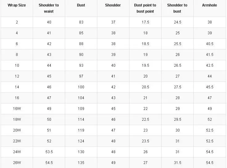 size chart
