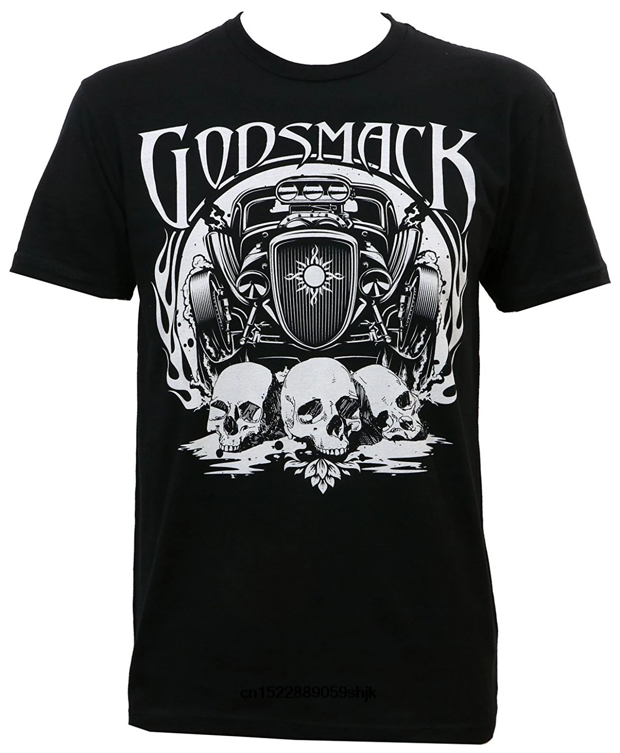 

Godsmack Men's 1000hp Hot Rod T-Shirt Black Cotton Irregular T-shirt For Men Fashion New Top Tee For Men(1)