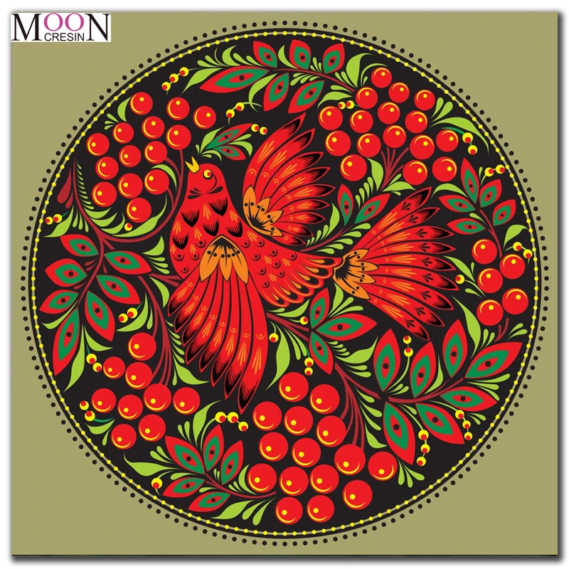 

MOONCRESIN Diy Diamond Painting Cross Stitch Phoenix In The Fruits Diamond Mosaic Full Round Diamond Embroidery Decoration Gifts