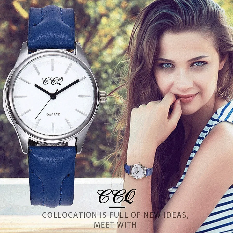 

CCQ Watch Women 2017 Top Brand Luxury Famous Leather Starp Wristwatch Female Clock Quartz Watch Fashion Simple Sport Watch New