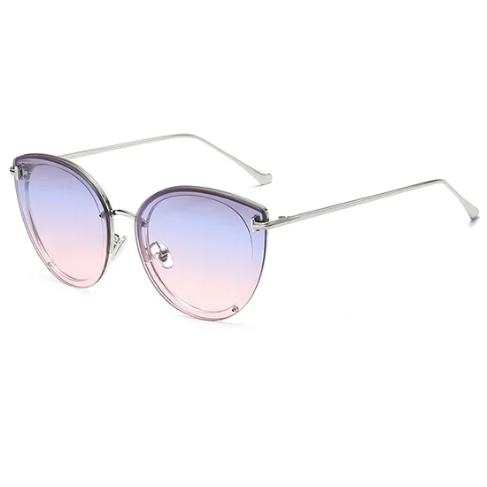 SHAUNA Vintage Cat Eye Sunglasses Women Brand Designer Fashion Pink Mirror Shade UV400 - Цвет линз: Grey Pink