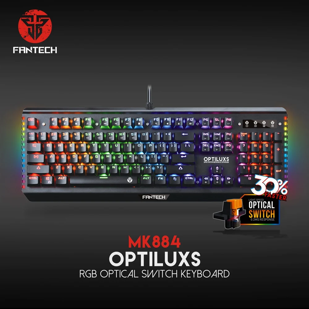 OPQ-fantech Mk884 Профессиональный Usb Проводная клавиатура RGB игровой Водонепроницаемость клавиатура