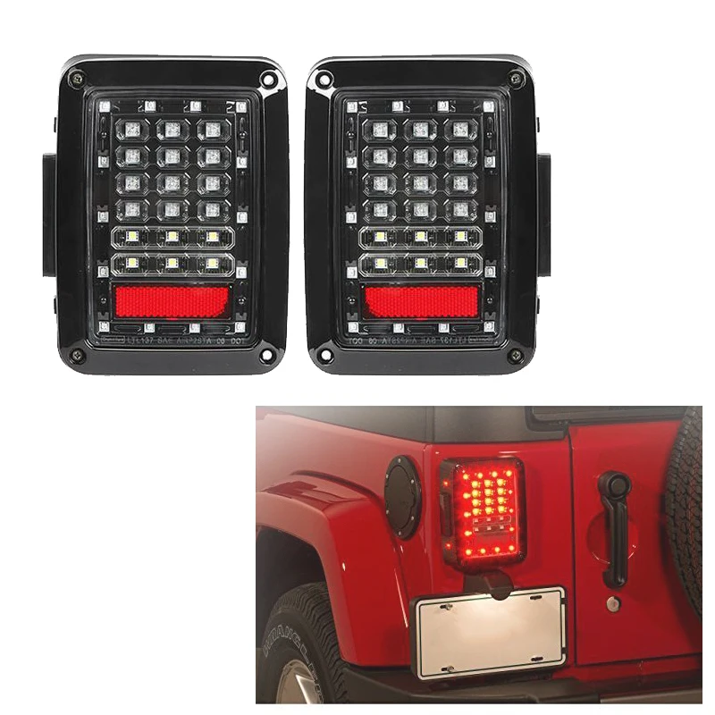 

EU US Standard ABS LED Tail Lights Integrated Rear Turn Signal Light for Jeep Wrangler JK 2007-2015 Brake Reverse LED Lights