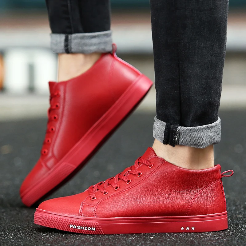 

2016 New Trend Men's Leather Shoes Men Casual Shoes Spring Autumn Man's Shoes Zapatillas Hombre High Top Size 39-44 Mens Flats