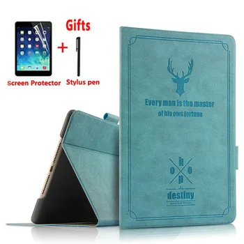 

Auto Sleep Wake Tablet Cover for IPad Air 1 Air 2 5 6 New IPad 9.7 2017 2018 A1822 A1823 A1893 Case Retro Deer Funda Cover+ Film