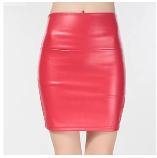 HimanJie модная облегающая Сексуальная Женская облегающая юбка из искусственной кожи, короткая мини-юбка, черные юбки-карандаш размера плюс для женщин, Saias Femininas - Цвет: The big red