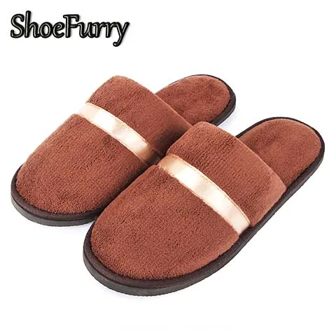 ShoesFurry Winter Slippers Casual Indoor Shoes Men Soft Plush Warm Home Slipper Shoes Male Autumn Cotton Bedroom Furry Slippers - Цвет: SJD-CD Coffee