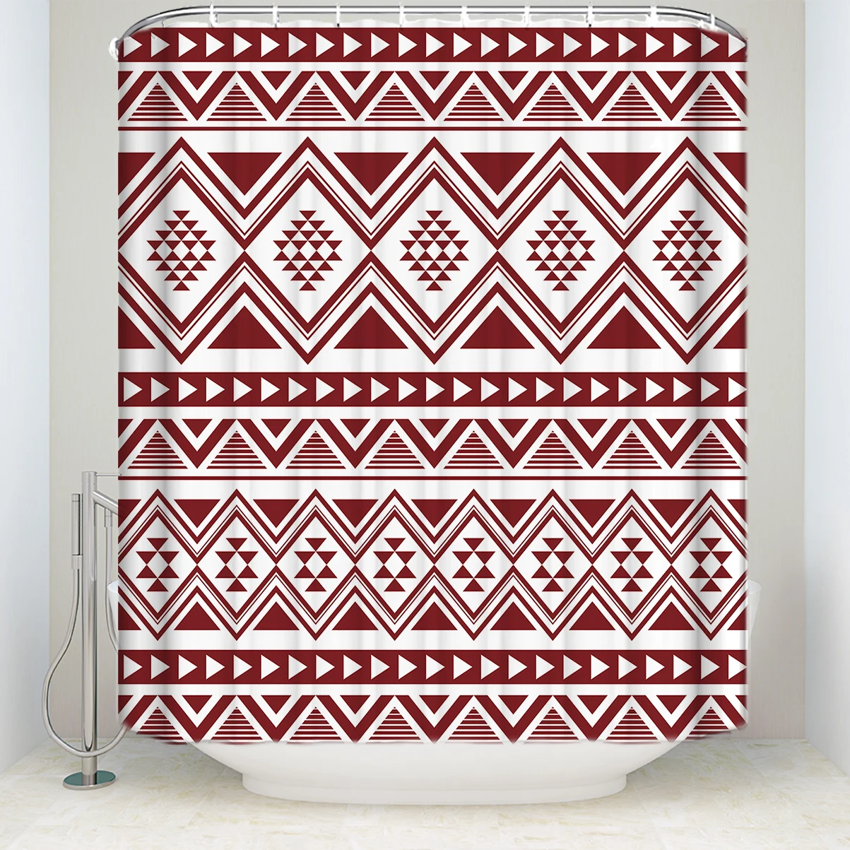 New Waterproof Bohemian Style Shower Curtain with Hooks Polyester Fabric Bathroom Curtains for