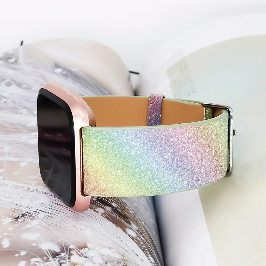Smartwatch Smartband Bling Star Блестящий кожаный ремешок на запястье ремешок для Fitbit Versa Lite Смарт-часы ремешки для часов