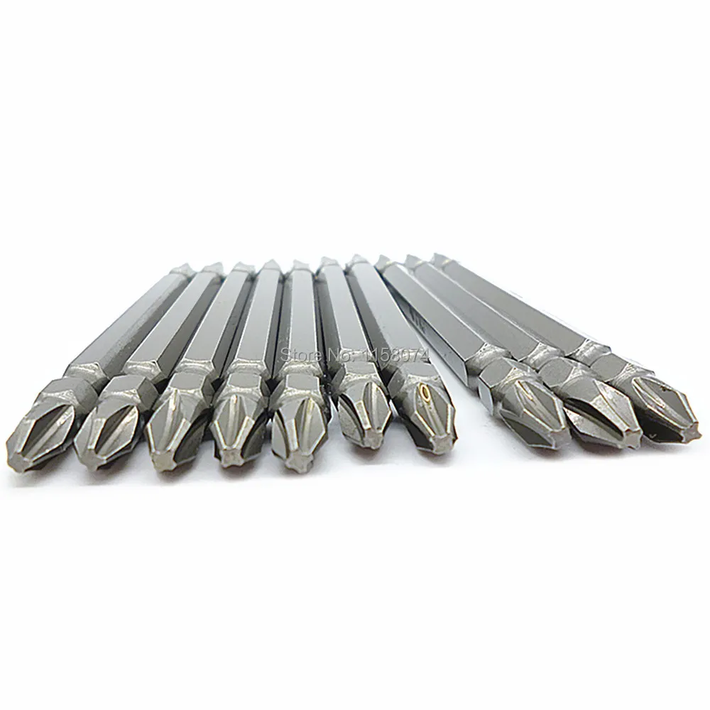 10pcs 100mm Electric Screwdriver Drill Bits Set Ph2 Double Side Phillips Screwdriver