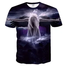 Новые Большие размеры Новая модная брендовая Футболка Мужская/женская летняя 3d Футболка с принтом Ангел футболка Топы футболки европейский размер XXS-4XL