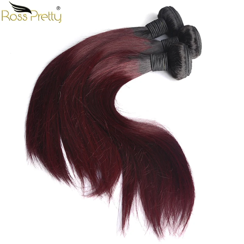 brazilian hair ombre color 1b 99j human hair weave bundles 3pcs Ross Pretty Hair