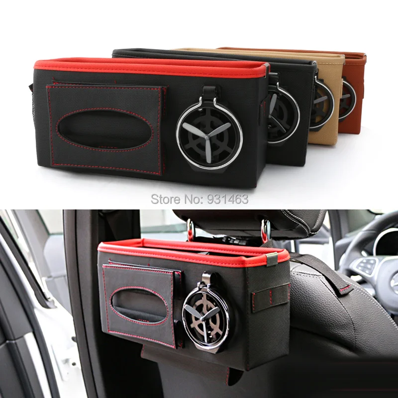 Trunk Box Multi Use Auto Seat Back Organizer Leather Box Car Backseat