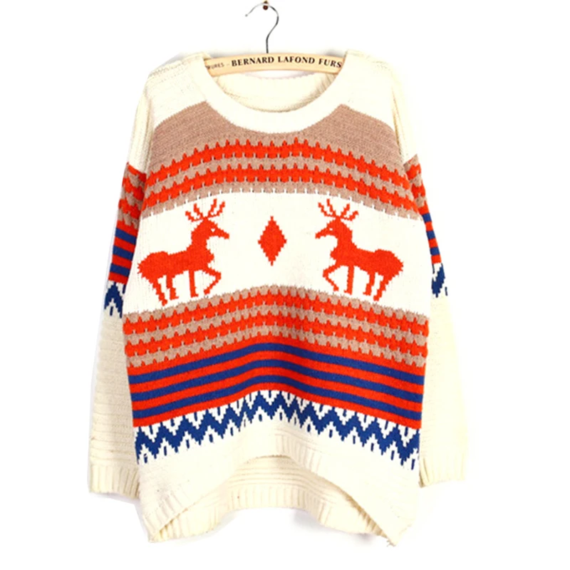 Sweater women's autumn winter Korean loose large size deer hooded pullover bat-type sweater women sweaters vestidos MMY171 Sweater women's autumn winter Korean loose large size deer hooded pullover bat-type sweater women sweaters vestidos MMY171
