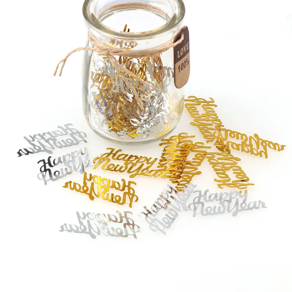 15 г 20*40 мм золотые и серебряные счастливые новогодние конфетти Tinfoil Блестки для новогодних вечерние украшения
