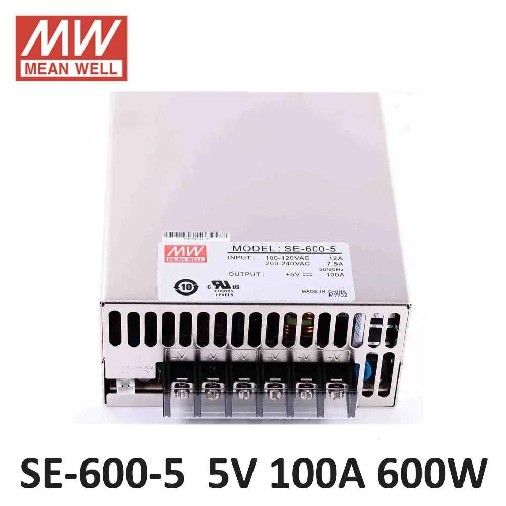 Блок питания лабораторный MEAN WELL SE-600-5 600 Вт 100A 5 В Meanwell Импульсный Источник Питания AC 110 В/220 В в ПОСТОЯННЫЙ 5 В блок питания драйвер для светодиодные полосы