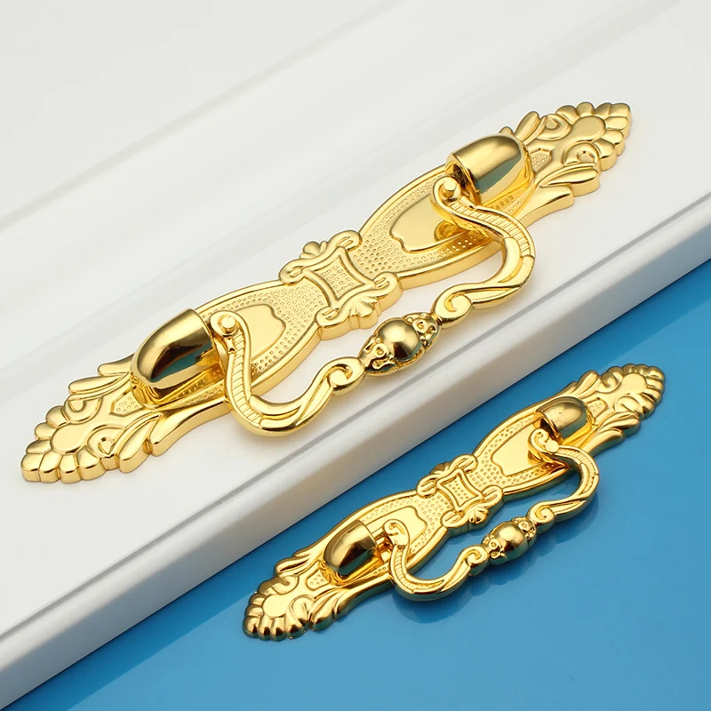 2pcs Hole CC 64mm/96mm Golden/ Antique Brass/ Red copper zinc alloy antique drawer pulls handles Cabinet furture hankdle knobs