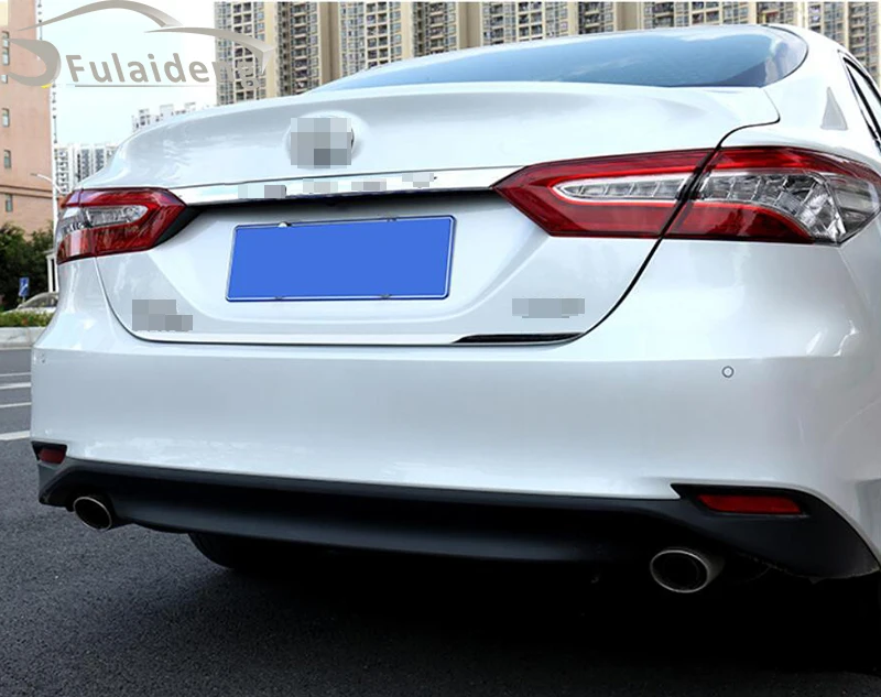 Для Toyota Camry 2018 роскошное углеродное волокно АБС ХРОМ лицензионный бар Задняя