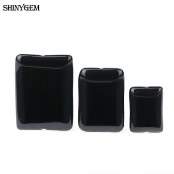 

ShinyGem Rectangle Black Obsidian Loose Bead 13*18mm/18*25mm/22*30mm Big Smooth Natural Stone Beads For Jewelry Making 20pcs/Lot