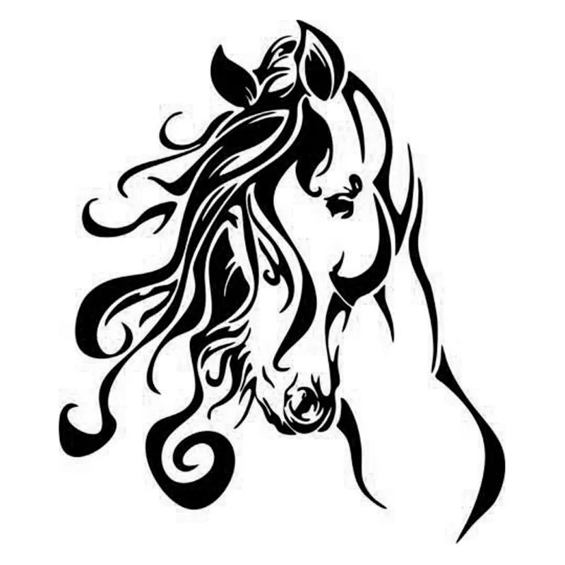 

12.1cm*14.2cm Horse Head Fashion Vinyl Car-Styling Car Sticker Black/Silver S3-5064