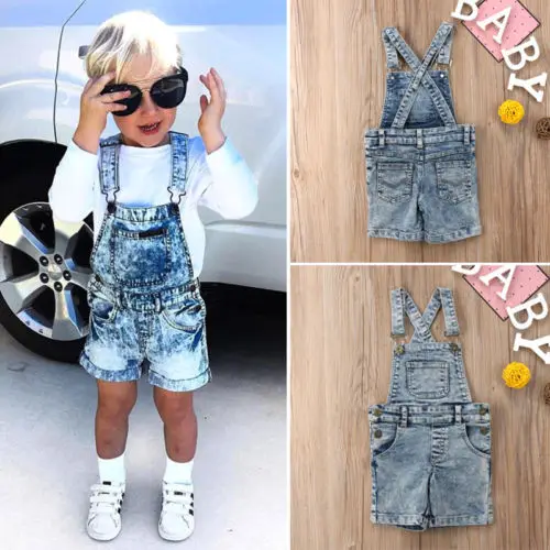 

Summer Kids Baby Girls Boys Deinm Bib Pants Romper Shorts Overalls Jeans Outfits Clothes