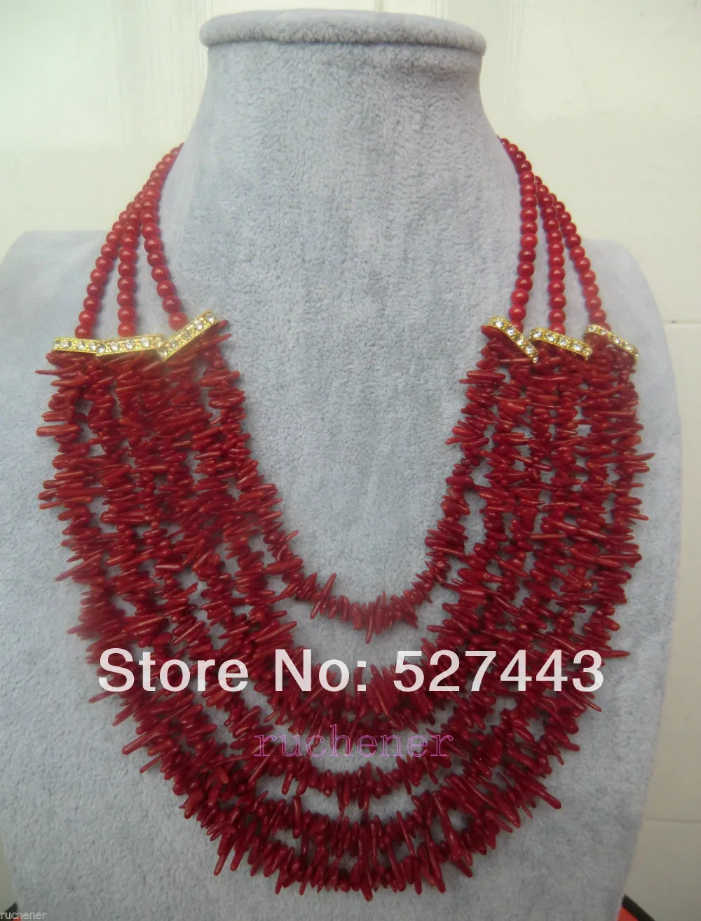 

Wholesale New Design - Fashion Natural red coral stone necklace