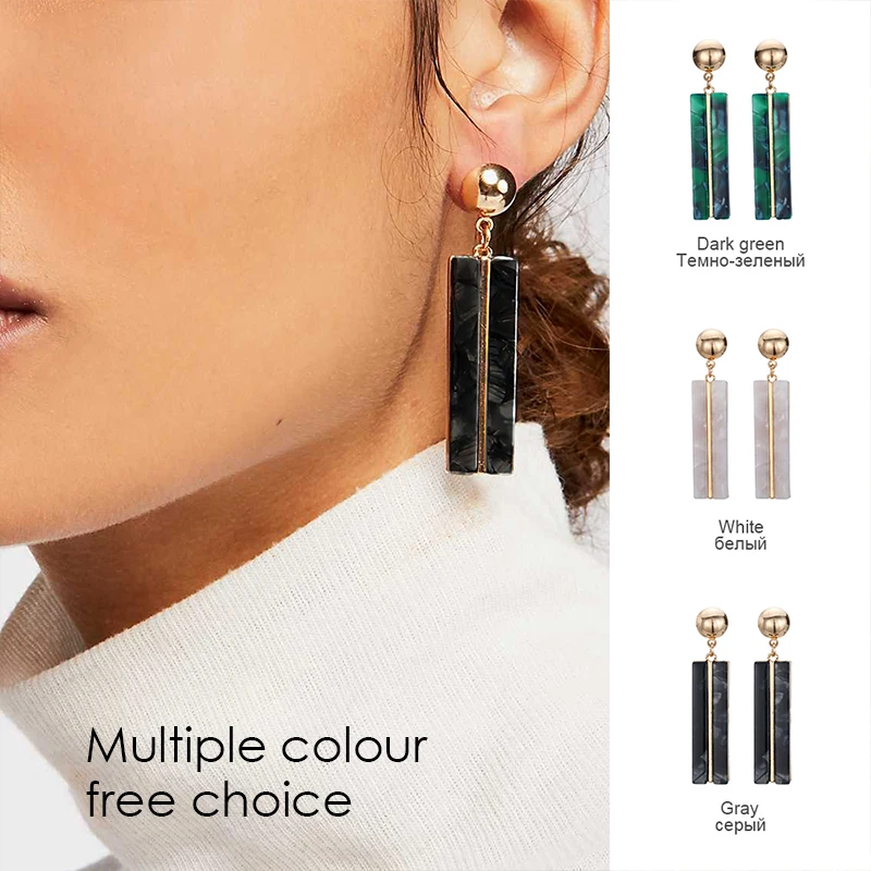 e-Manco Geometric Long Drop Earring For Women Femme Trendy Dangle Earring for Friendship Three Colors New Fashion Jewelry