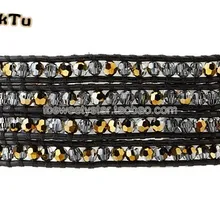 Рекламных кристальных черных кожаных браслетов для женщин