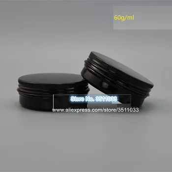 

50pcs/lot 60G 60ML Black Aluminum Cream Jar Empty Tin Pot Hair Care Skin Care Cream Packing Can Black Color Aluminum Bottle Jar