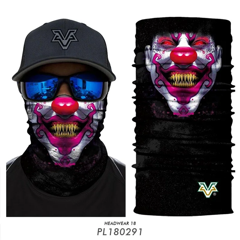 3D Joker Magic Bandana Cycling Face Mask Skull Clown Headband Outdoors