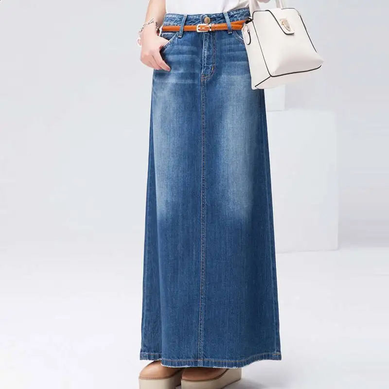 Maxi Skirt Female Spring Autumn Casual Women High Waist Jeans Skirt Jupe Longue Long Bodycon