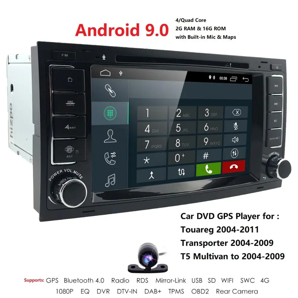 Ips 4G Android9.0 2din автомобильный dvd-плеер для VW Touareg T5 транспортер Multivan Мультимедиа gps радио навигация SWC DVR RDS DAB DSP