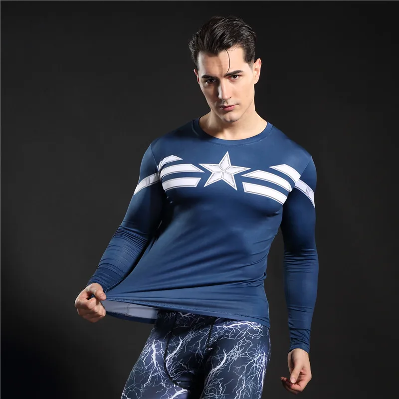

Captain America Long sleeve T Shirt 3D Printed T-shirts Men Avengers iron man Civil War Tee Fitness Clothing Male Crossfit Tops