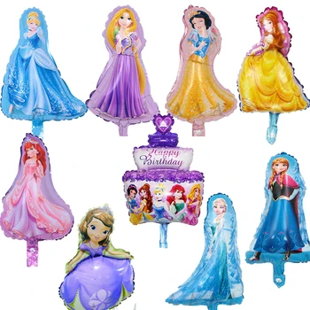 

9pcs cartoon mini princess party balloons belle foil balloons princess Snow White happy birthday balloons Rapunzel balloon