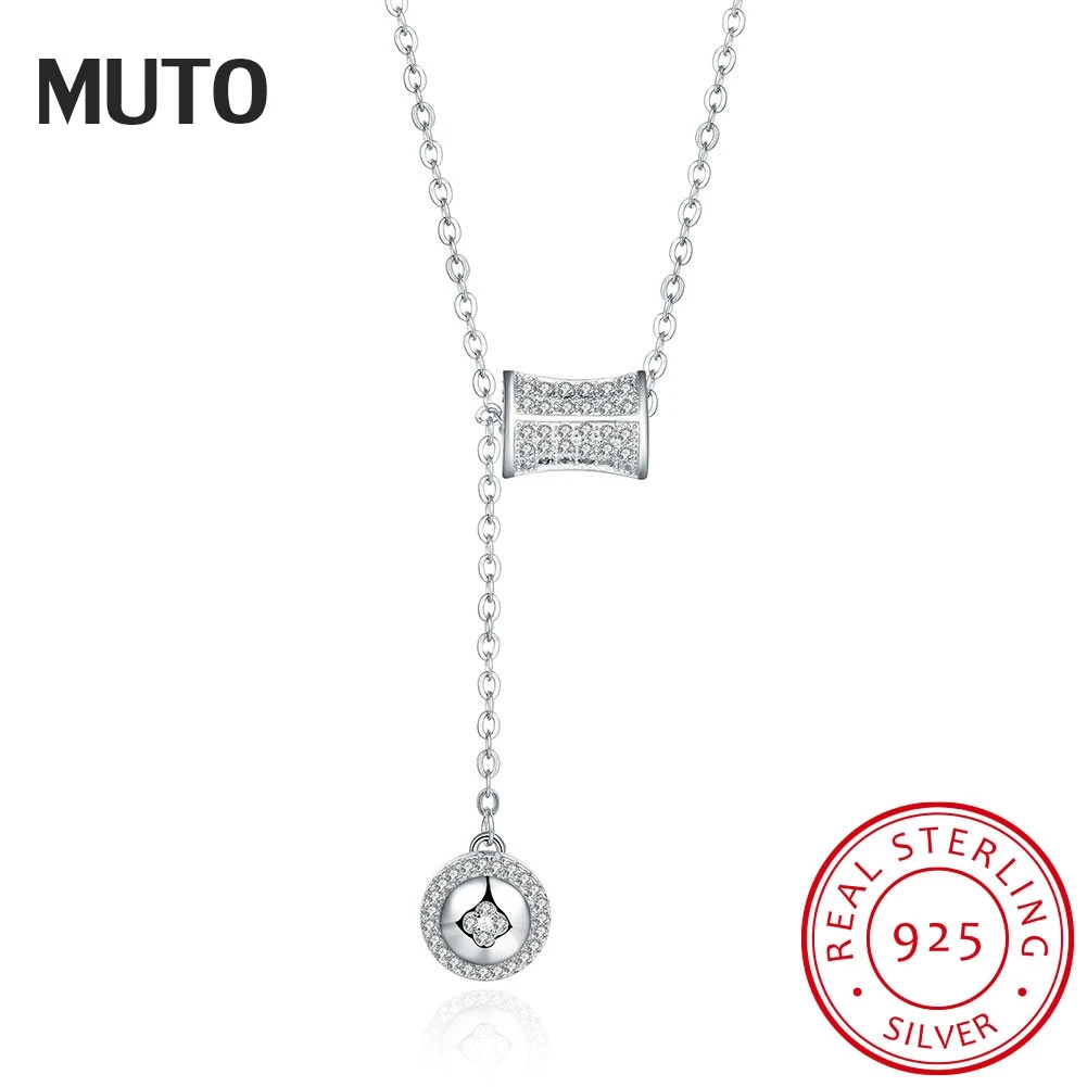 Муто 925 Кнопка серебра Форма ожерелья и кулоны Для женщин Мода Fine Jewelry CZ цепи SVXL7004 |