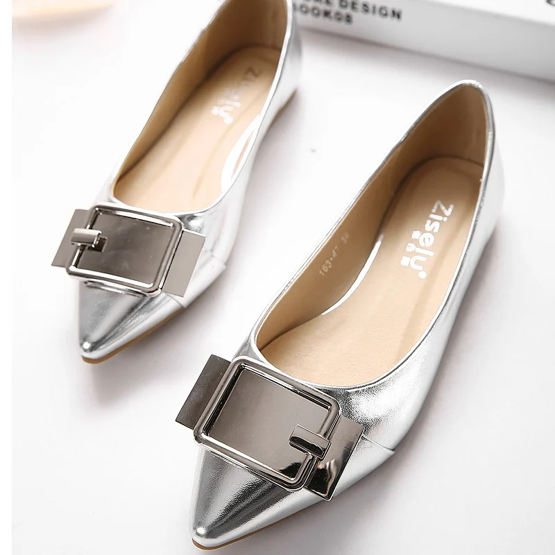 Online Get Cheap Women Spring Silver Flat Shoes -Aliexpress.com Shoes woman 2017 new silver/golden flat shoes women pointed toe solid ladies shoes butterfly - Online Get Cheap Women Spring Silver Flat Shoes -Aliexpress.com