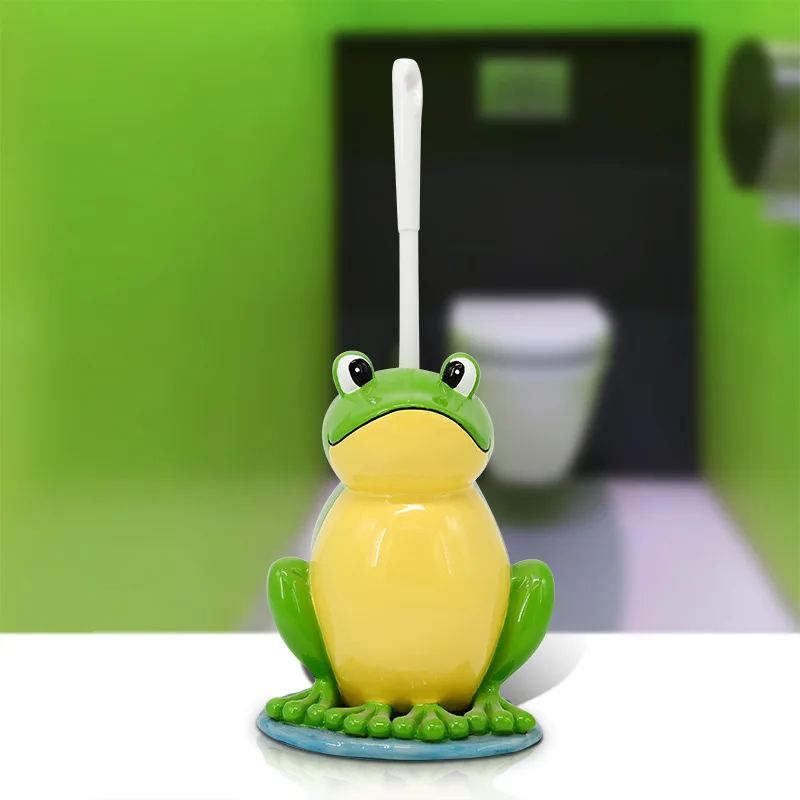 

Creative toilet cartoon lotus leaf frog toilet brush set toilet cleaning kit with base toilet brush