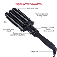 19-25 мм бигуди три трубы суставные керамические Тройные Бочки щипцы для завивки ЖК электрические Волосы Кудрявые большие волосы волна Вэйвер инструмент для укладки 41