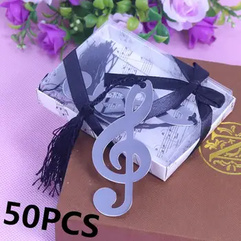 

50pcs Silver Music Note Bookmark wedding Favour Birthday Gifts Baby Shower Christening Birthday Favour For Guests souvenir