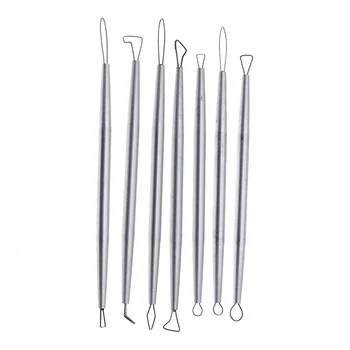 

7Pcs/set Aluminum Handle Stainless Steel Wire Polymer Clay Tools Pottery Ceramic Sculpting Carving Tools 1mm Ribbon Loop tool