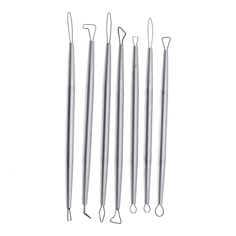 

Professional Aluminum 7Pcs/set Stainless Steel Wire Polymer Clay Tools Pottery Ceramic Sculpting Carving Tools Loop Ribbon tool