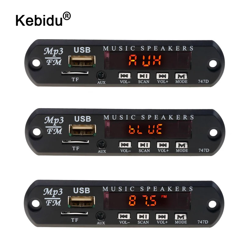 Kebidu беспроводной Bluetooth 4 1 аудио декодер плата модуль MP3 плеер светодиодный AUX 5 12 в