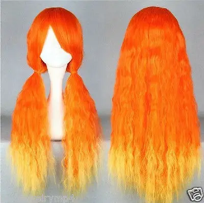 Косплей Лолита Длинными Вьющимися Orange &amp Желтый Жаропрочных mix Волос Партии